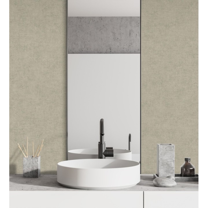 Papel pintado liso tono gris cemento efecto textil hilos de lino y algodón - Raffton Shadow 685296