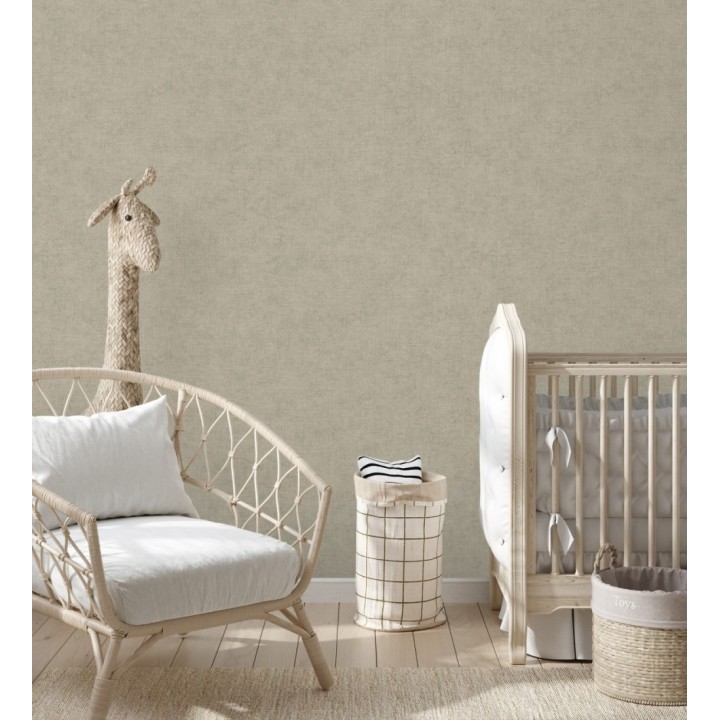 Papel pintado liso tono gris cemento efecto textil hilos de lino y algodón - Raffton Shadow 685296