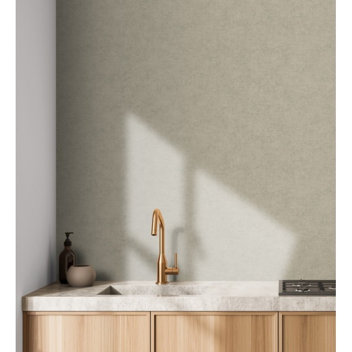 Papel pintado liso tono gris cemento efecto textil hilos de lino y algodón - Raffton Shadow 685296