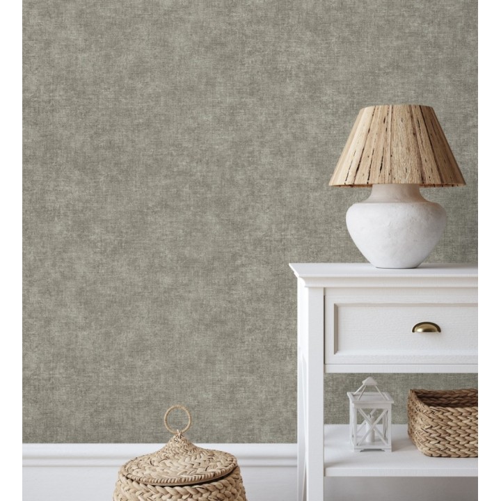 Papel pintado liso gris marengo efecto textil hilos de lino y algodón - Raffton Shadow 685297