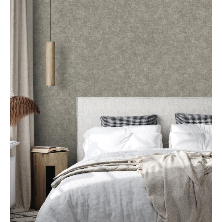 Papel pintado liso gris marengo efecto textil hilos de lino y algodón - Raffton Shadow 685297
