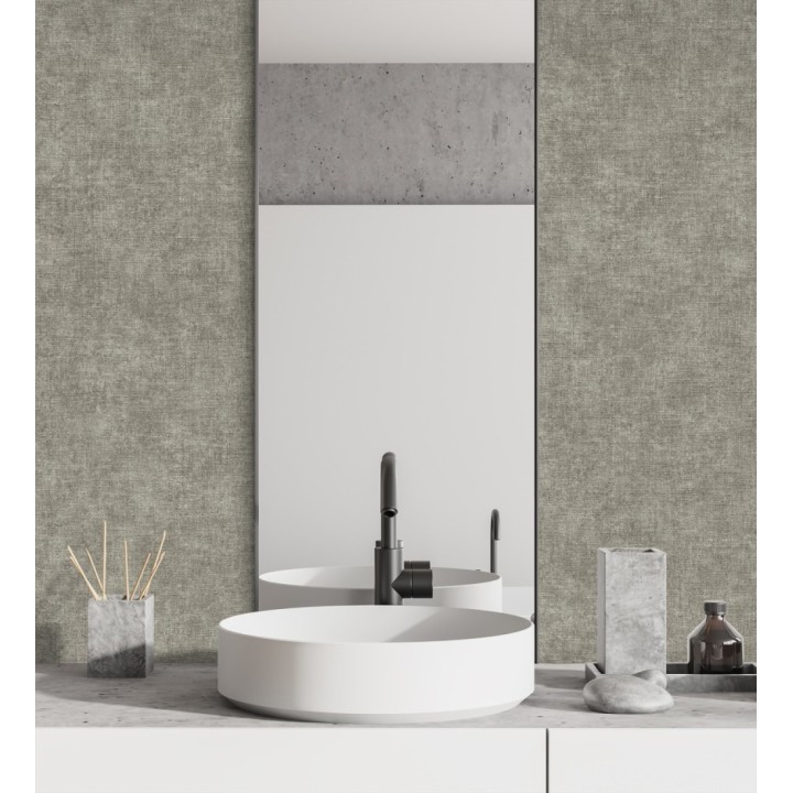 Papel pintado liso gris marengo efecto textil hilos de lino y algodón - Raffton Shadow 685297