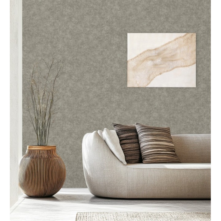 Papel pintado liso gris marengo efecto textil hilos de lino y algodón - Raffton Shadow 685297