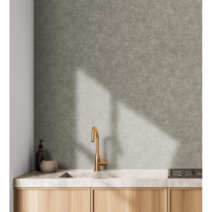 Papel pintado liso gris marengo efecto textil hilos de lino y algodón - Raffton Shadow 685297