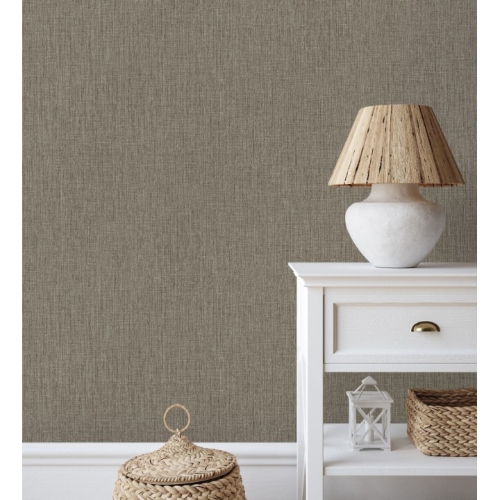 Papel pintado liso de microfibras textiles tintadas color topo - Melbourne Graphite 685298