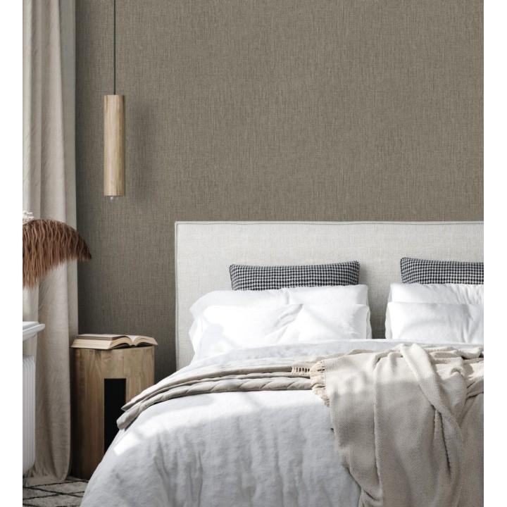 Papel pintado liso de microfibras textiles tintadas color topo - Melbourne Graphite 685298