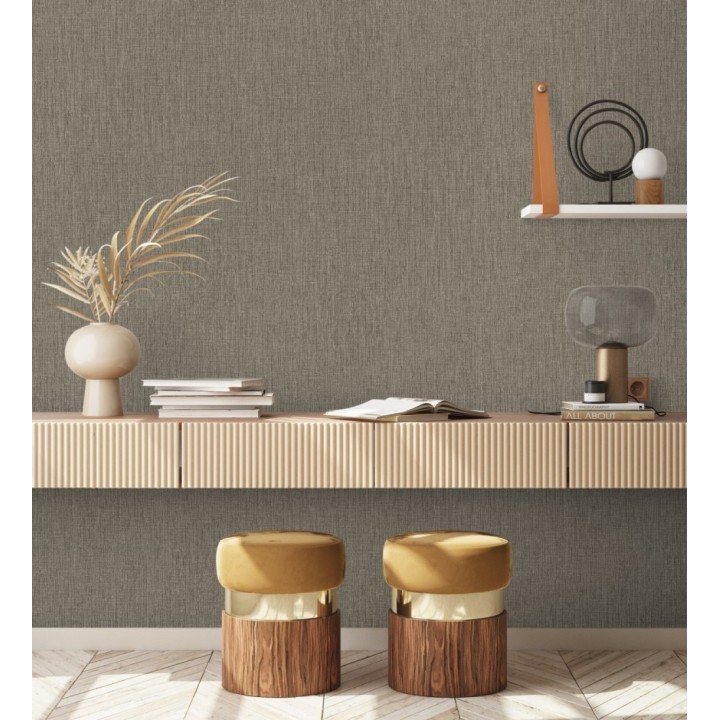 Papel pintado liso de microfibras textiles tintadas color topo - Melbourne Graphite 685298