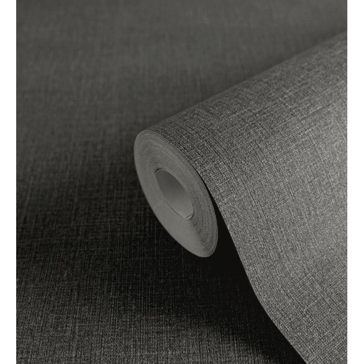 Papel pintado liso de microfibras textiles tintadas gris antracita - Melbourne Graphite 685300