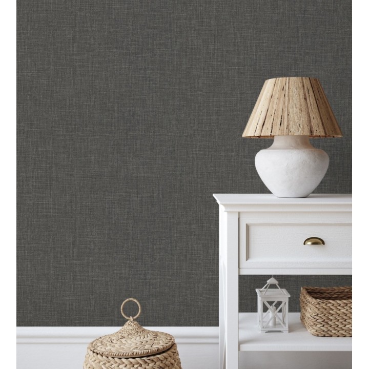 Papel pintado liso de microfibras textiles tintadas gris antracita - Melbourne Graphite 685300