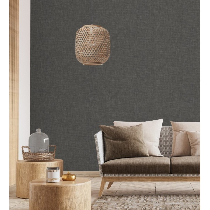 Papel pintado liso de microfibras textiles tintadas gris antracita - Melbourne Graphite 685300