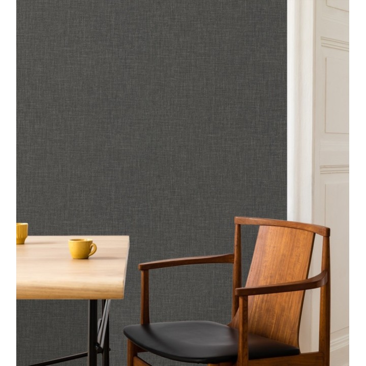 Papel pintado liso de microfibras textiles tintadas gris antracita - Melbourne Graphite 685300