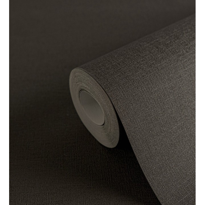 Papel pintado liso con textura lienzo pintado color chocolate negro - Brighton Dusk 685301