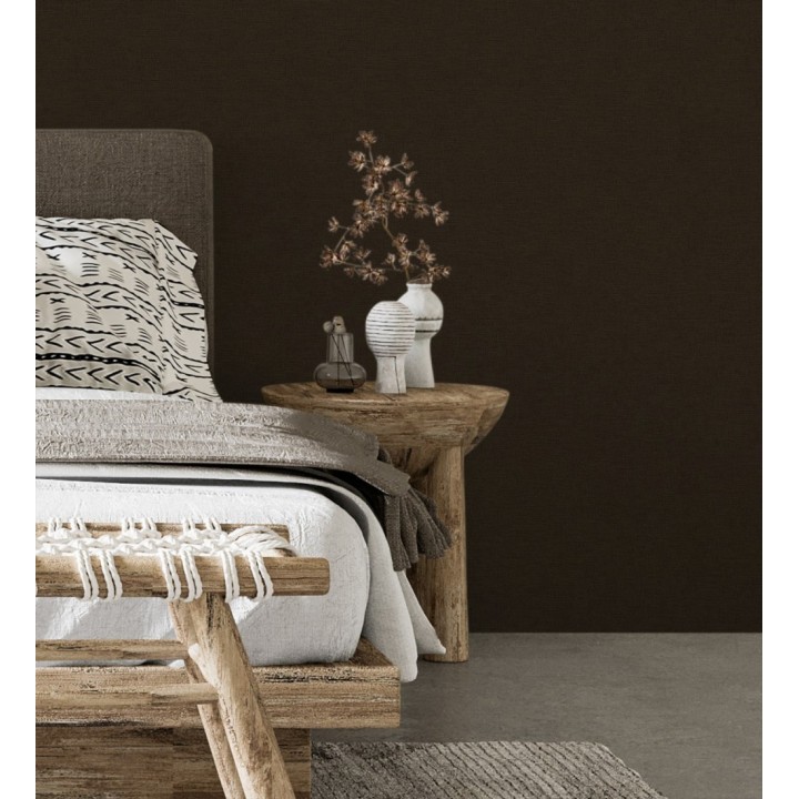 Papel pintado liso con textura lienzo pintado color chocolate negro - Brighton Dusk 685301