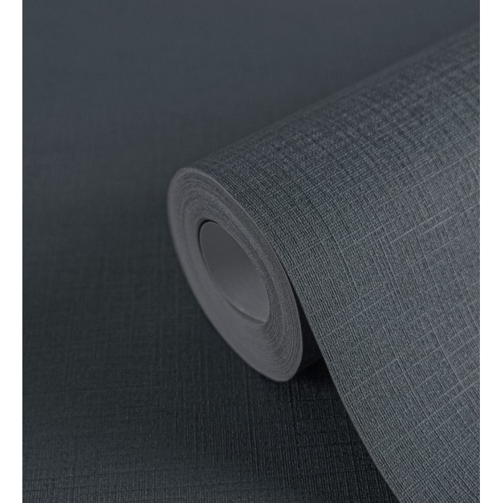 Papel pintado liso con textura lienzo pintado color gris pizarra intenso - Brighton Teal 685304