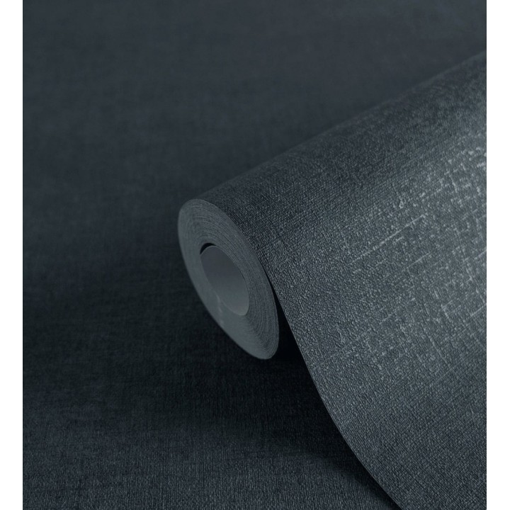 Papel pintado liso gris pizarra efecto textil hilos de lino y algodón - Raffton Indigo 685305