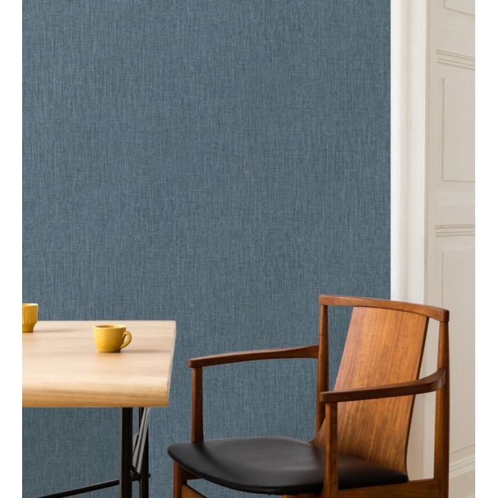 Papel pintado liso de microfibras textiles tintadas azul denim - Melbourne Colour 685306