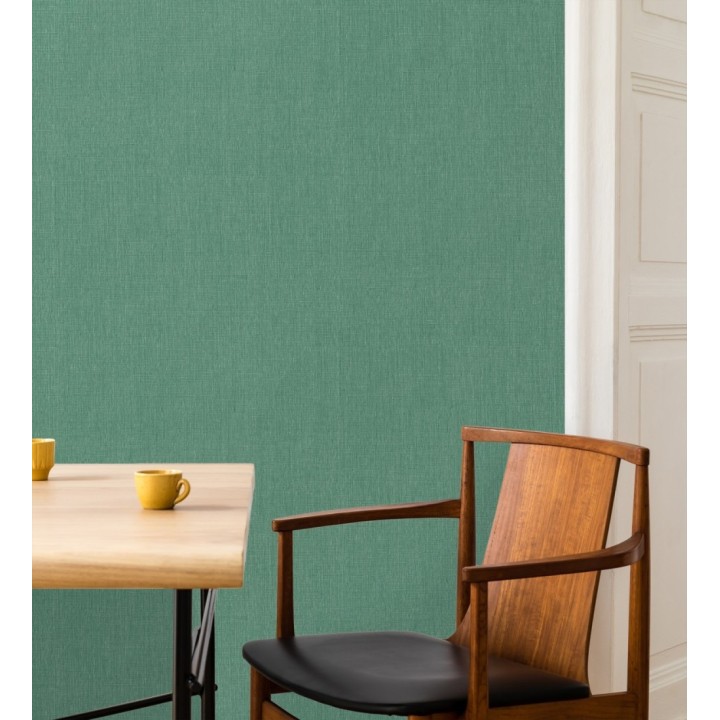 Papel pintado liso de microfibras textiles tintadas verde jade - Melbourne Colour 685312