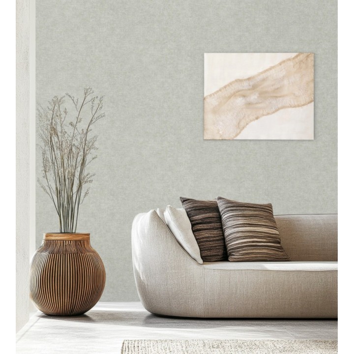 Papel pintado liso verde glaciar efecto textil hilos de lino y algodón - Raffton Indigo 685314