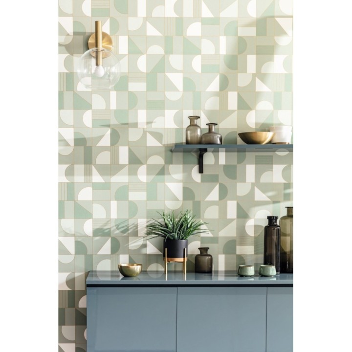 Papel pintado art decó con figuras retro - Tokyo Mosaic 126833