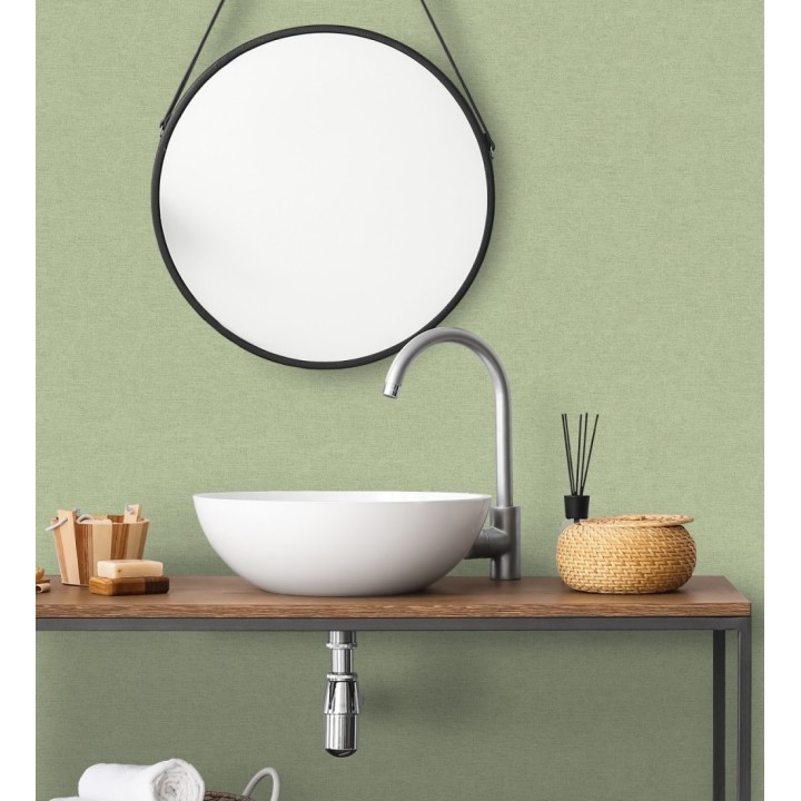 Papel pintado liso con textura lienzo pintado verde pistacho pálido - Brighton Sage 685319