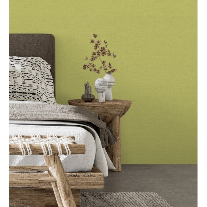 Papel pintado liso con textura lienzo pintado verde lima oscuro - Brighton Sage 685324