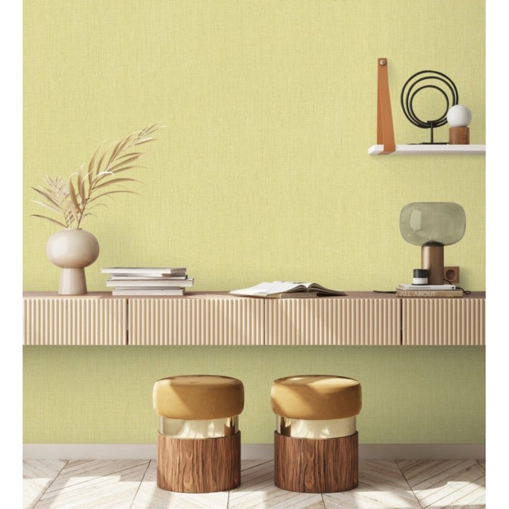 Papel pintado liso de microfibras textiles tintadas amarillo mostaza claro - Melbourne Colour 685325