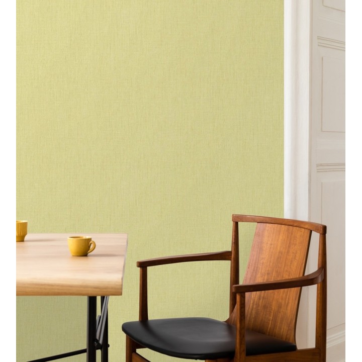 Papel pintado liso de microfibras textiles tintadas amarillo mostaza claro - Melbourne Colour 685325