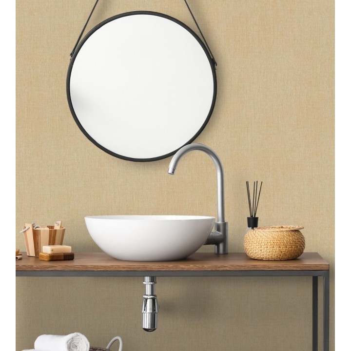 Papel pintado liso de microfibras textiles tintadas marrón camel - Melbourne Colour 685327