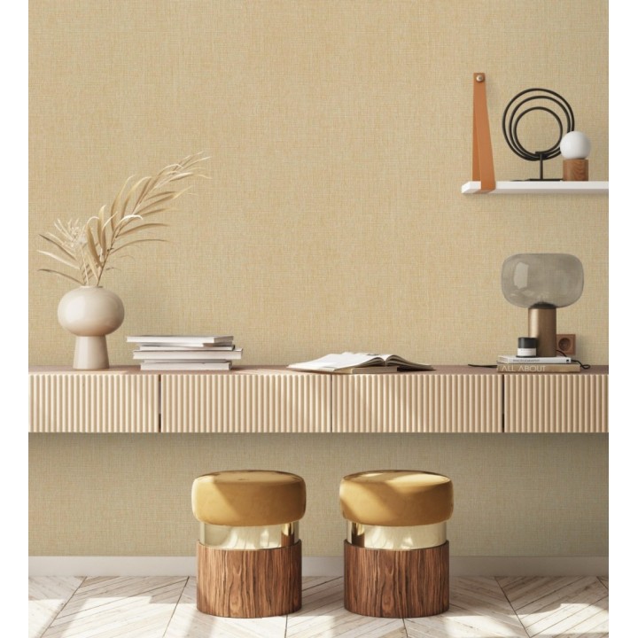 Papel pintado liso de microfibras textiles tintadas marrón camel - Melbourne Colour 685327