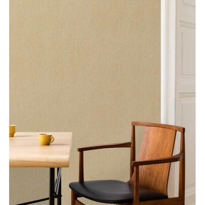 Papel pintado liso de microfibras textiles tintadas marrón camel - Melbourne Colour 685327