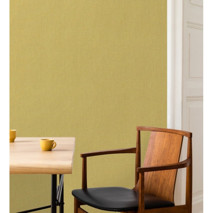 Papel pintado liso de microfibras textiles tintadas color mostaza - Melbourne Colour 685328