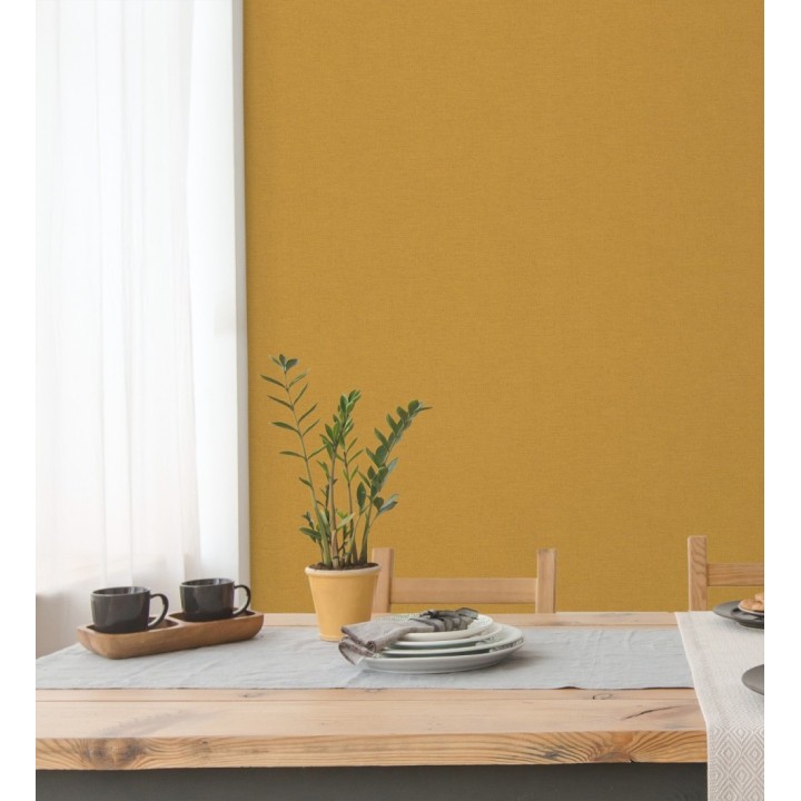 Papel pintado liso con textura lienzo pintado color ocre - Brighton Amber 685330