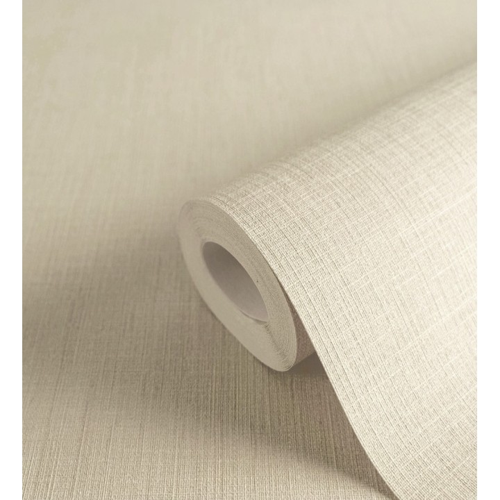 Papel pintado liso de microfibras textiles naturales beige arena - Melbourne Linen 685331
