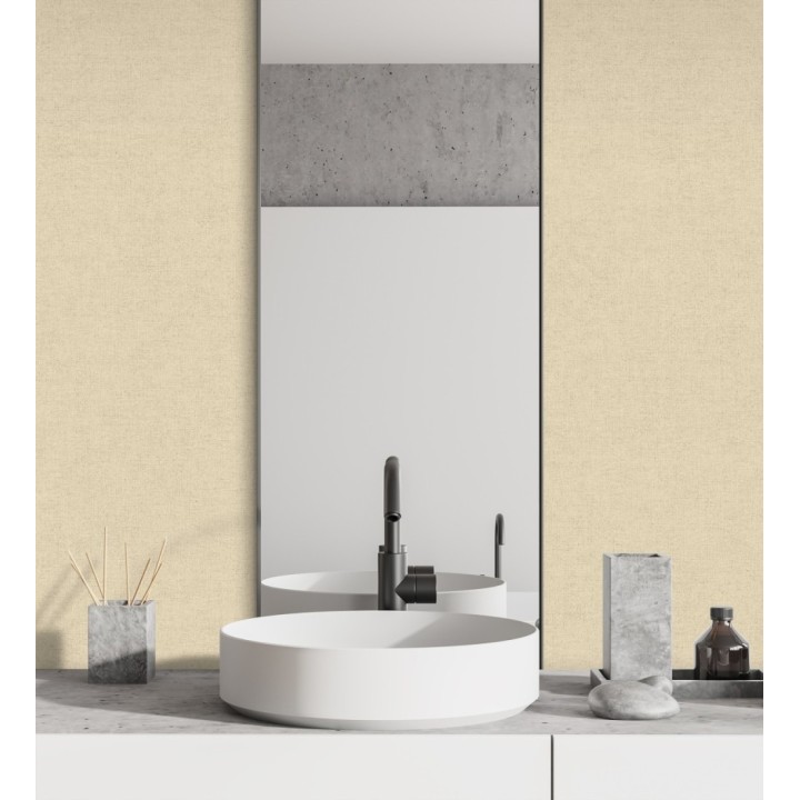 Papel pintado liso tonos almendra efecto textil hilos de lino y algodón - Raffton Linen 685332