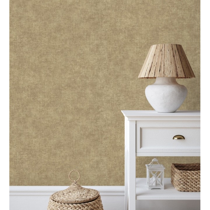 Papel pintado liso color corcho efecto textil hilos de lino y algodón - Raffton Linen 685334