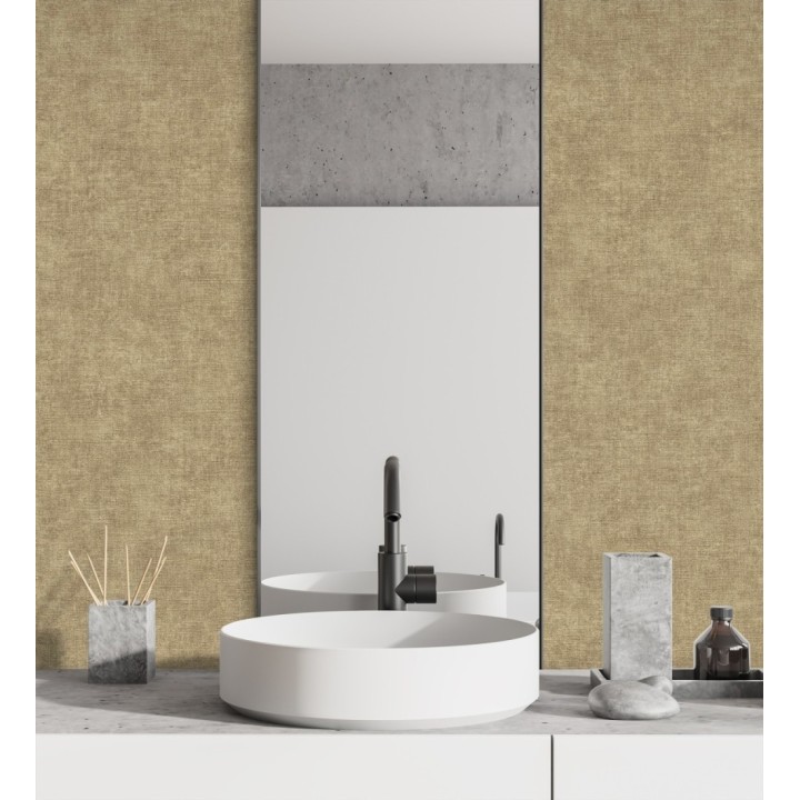 Papel pintado liso color corcho efecto textil hilos de lino y algodón - Raffton Linen 685334