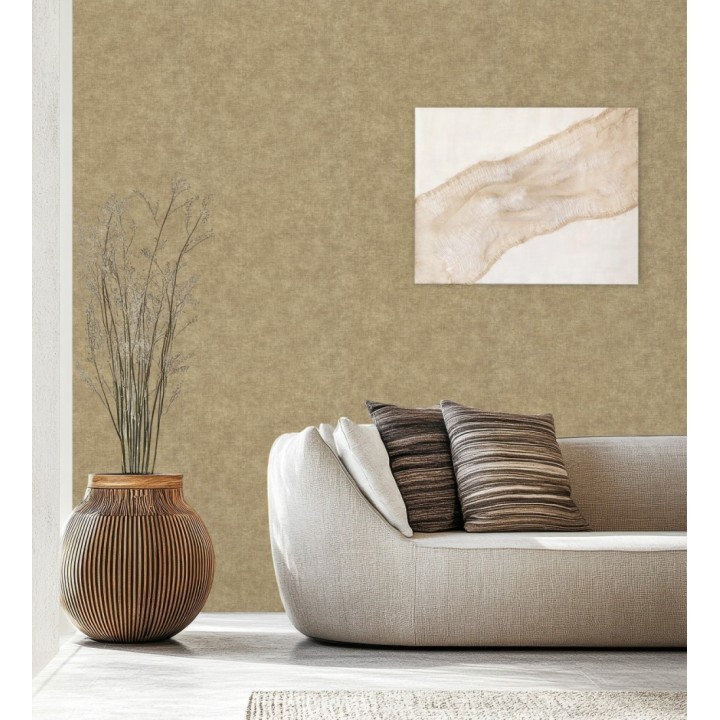 Papel pintado liso color corcho efecto textil hilos de lino y algodón - Raffton Linen 685334