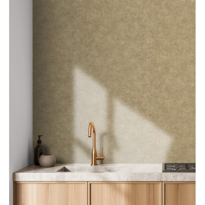 Papel pintado liso color corcho efecto textil hilos de lino y algodón - Raffton Linen 685334