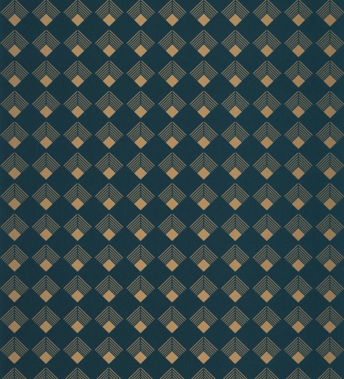 Papel pintado rombos estilo art decó azul - Ryoko 126845