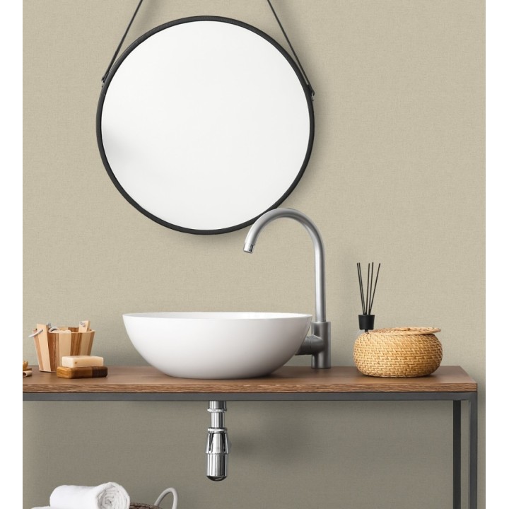 Papel pintado liso con textura lienzo pintado color beige tostado - Brighton Porcelain 685337