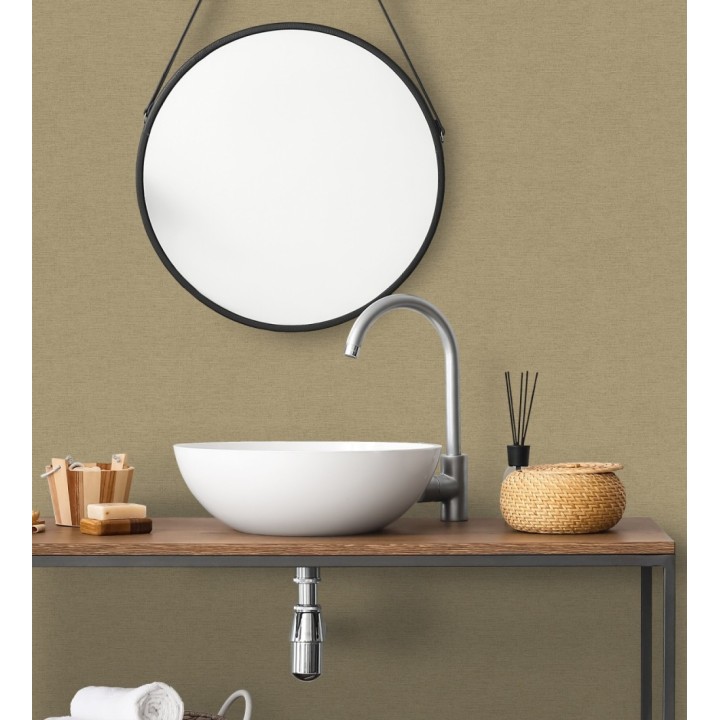 Papel pintado liso con textura lienzo pintado color verde caqui - Brighton Dusk 685338