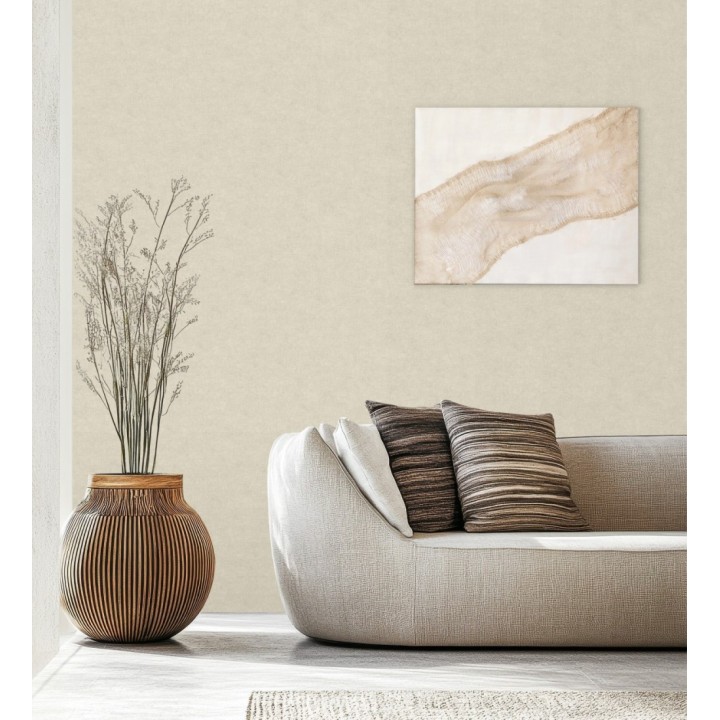 Papel pintado liso tonos arena efecto textil hilos de lino y algodón - Raffton Linen 685339