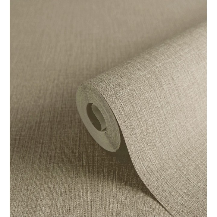 Papel pintado liso de microfibras textiles naturales tono yute - Melbourne Linen 685341