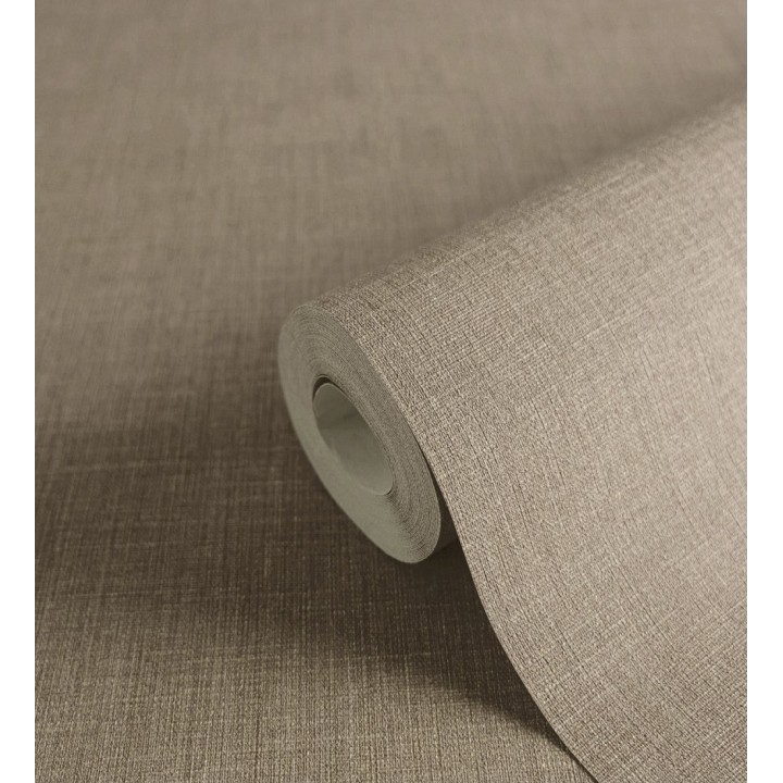 Papel pintado liso de microfibras textiles naturales tonos moca - Melbourne Linen 685345