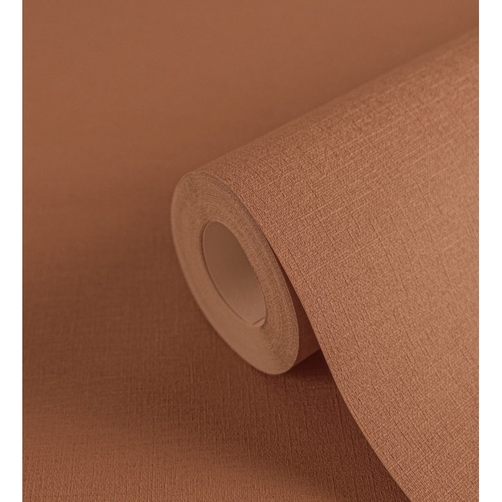 Papel pintado liso con textura lienzo pintado color teja - Brighton Amber 685348