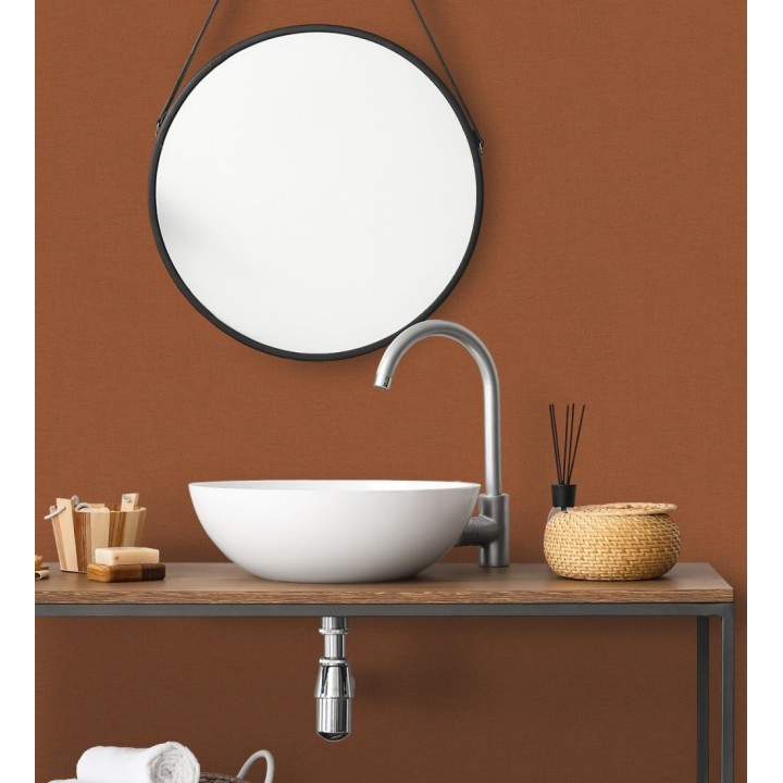 Papel pintado liso con textura lienzo pintado color teja - Brighton Amber 685348