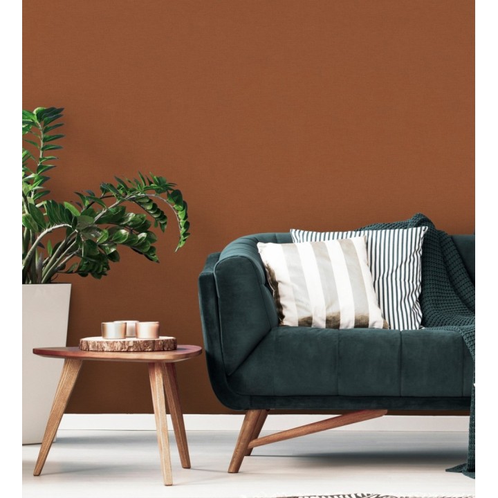 Papel pintado liso con textura lienzo pintado color teja - Brighton Amber 685348