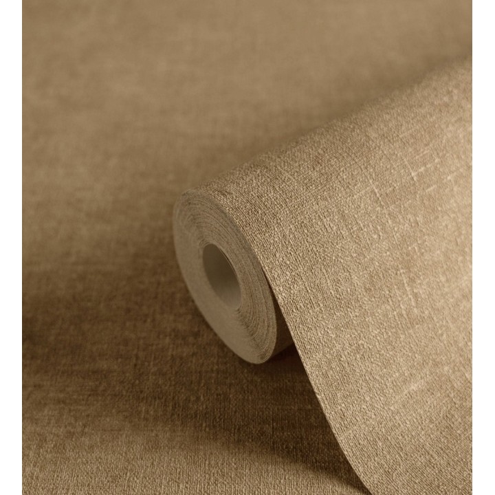 Papel pintado liso ocre dorado efecto textil hilos de lino y algodón - Raffton Clay 685351