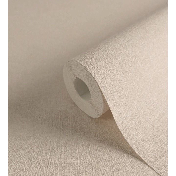 Papel pintado liso color crema melocotón efecto textil hilos de lino y algodón - Raffton Clay 685352