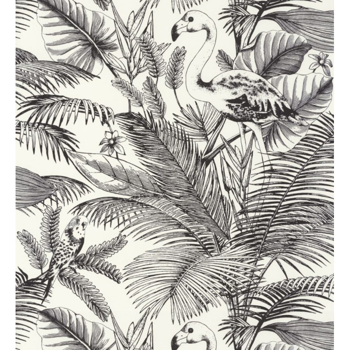 Papel pintado tropical palmeras y flamencos - Palmer Botanic 126857